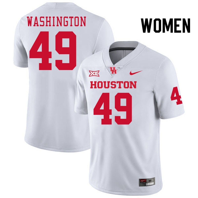 Women #49 Darius Washington Houston Cougars College Football Jerseys Stitched-White